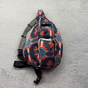 Kavu Rope Bag‎ Sling Backpack Navy Red Southwestern Geometric Pattern Crossbody